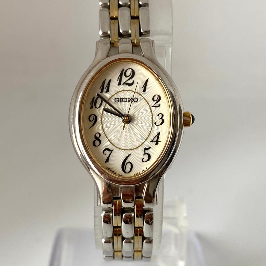 新品電池　SEIKO 腕時計　オーバル　コンビカラー