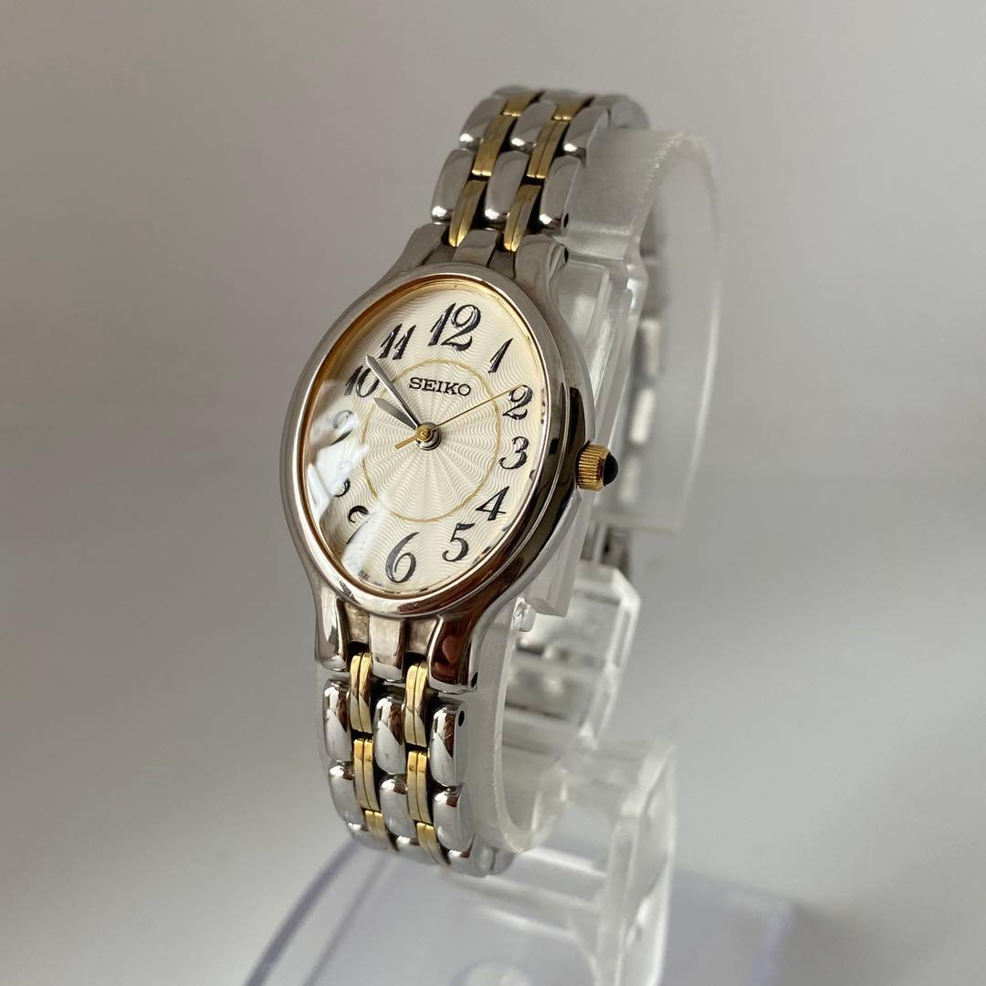 新品電池　SEIKO 腕時計　オーバル　コンビカラー