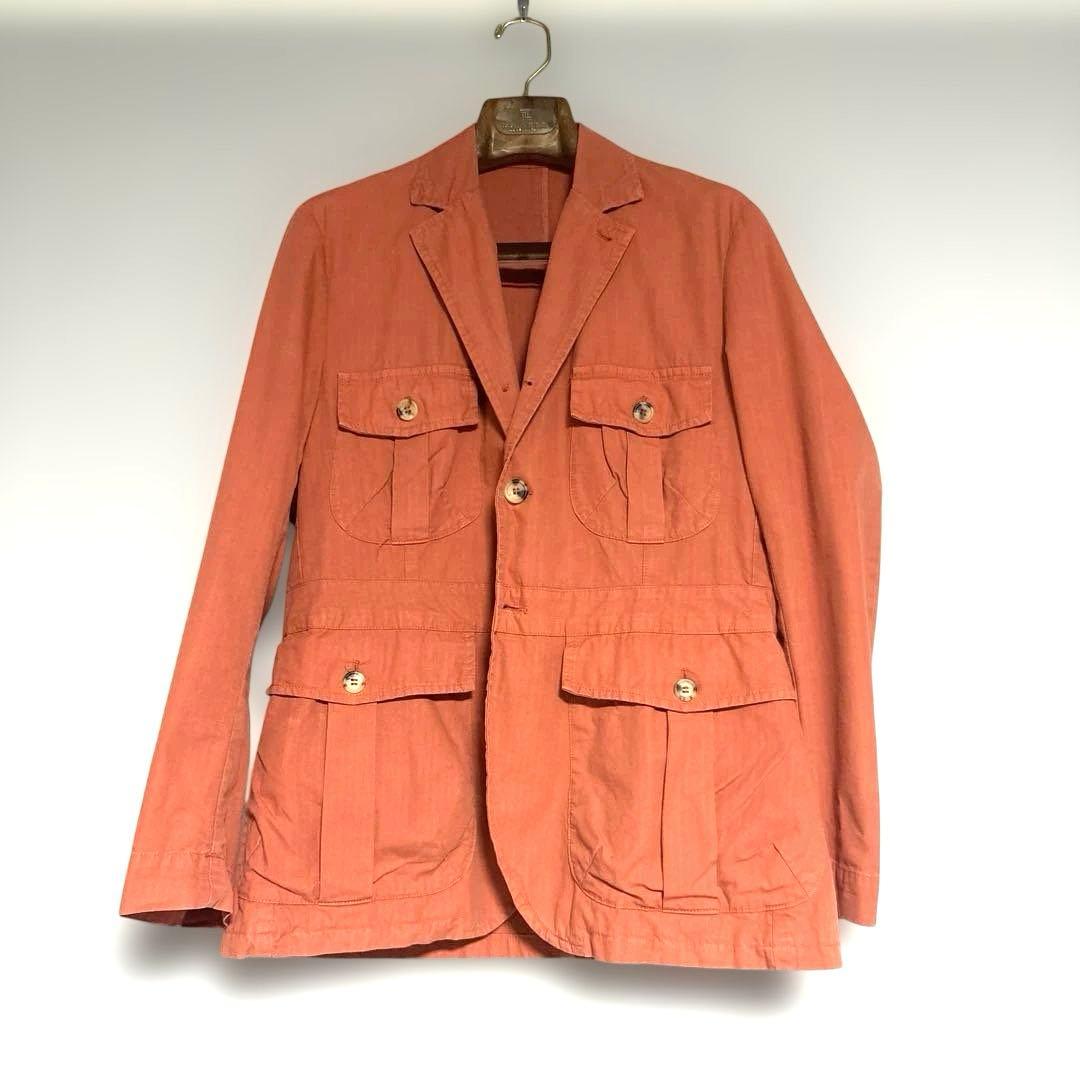 liverano サファリジャケット（コットン,オレンジ,サイズ44）