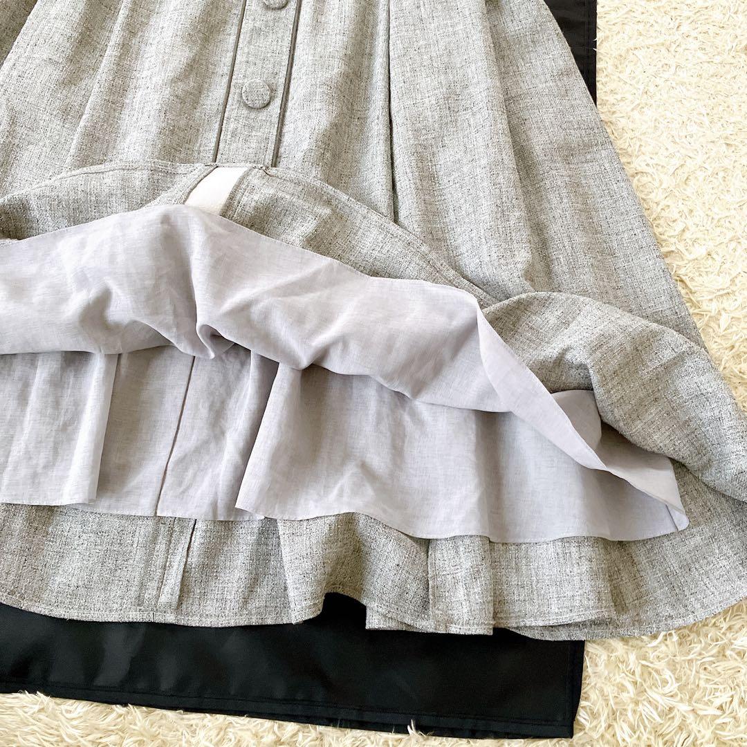 Rene 2022モデル パール装飾ロングワンピース 大きいサイズ38 グレー系