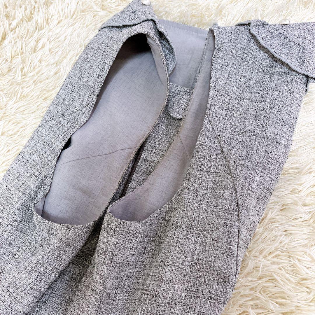 Rene 2022モデル パール装飾ロングワンピース 大きいサイズ38 グレー系