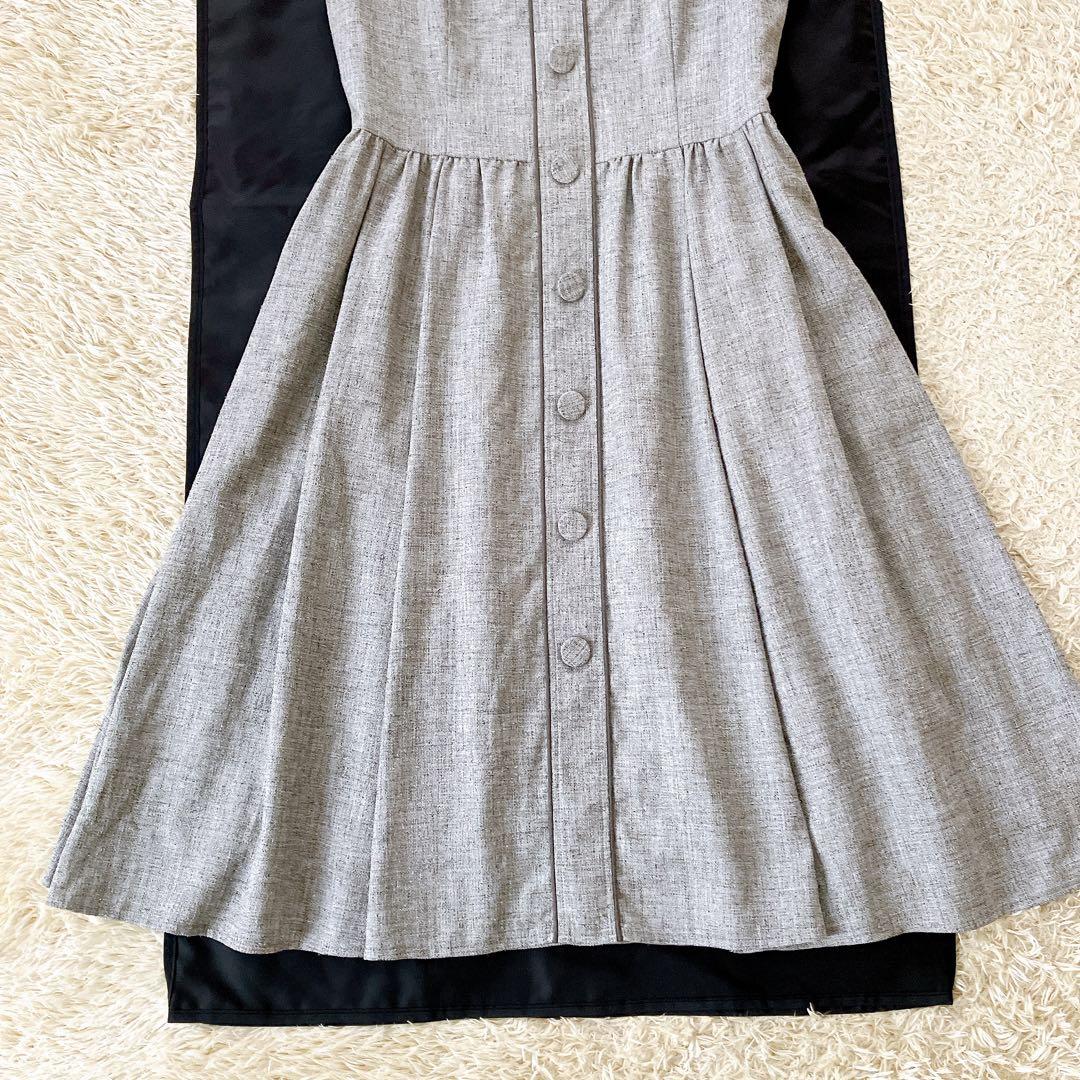 Rene 2022モデル パール装飾ロングワンピース 大きいサイズ38 グレー系