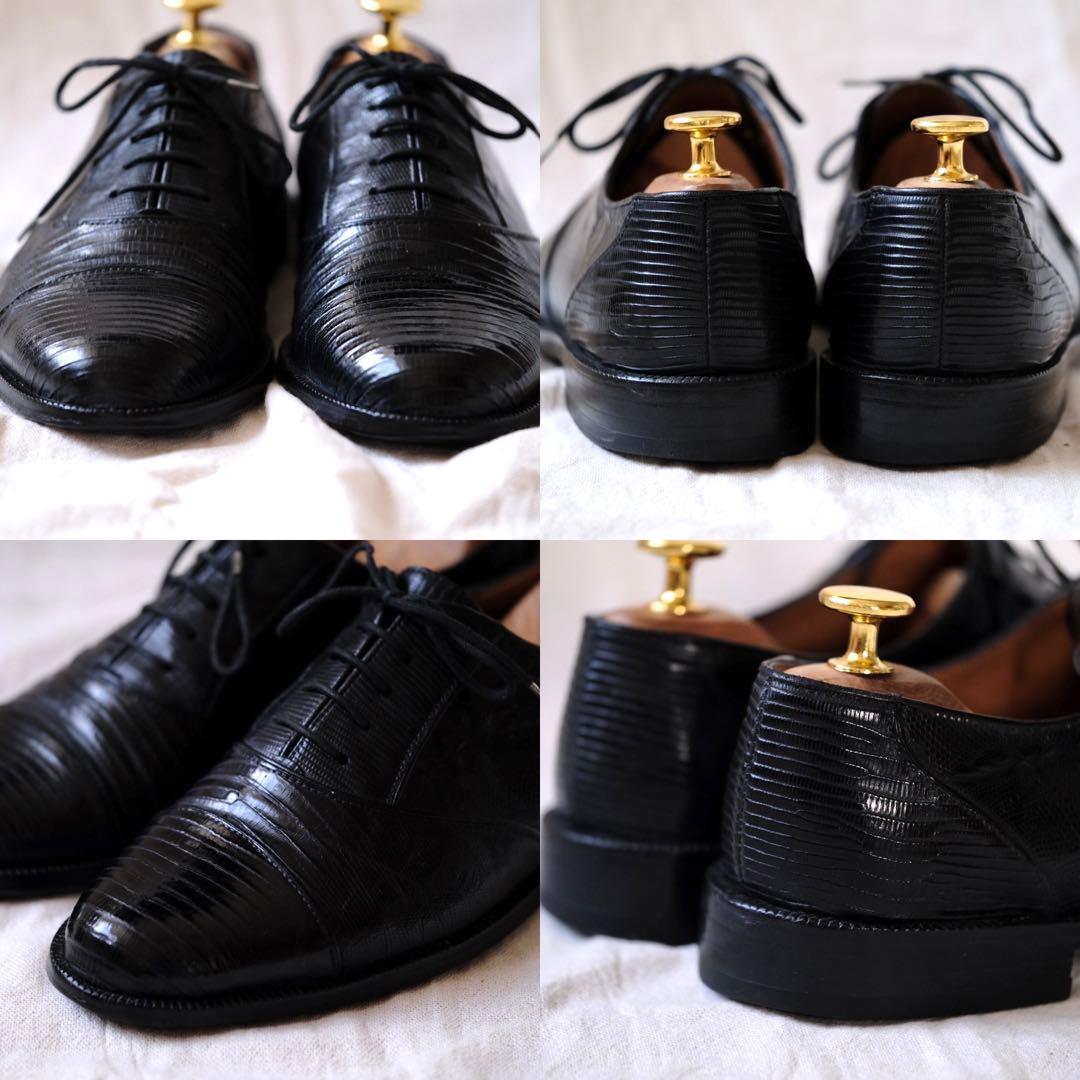 BALLYバリー リザードストレートチップBURBON黒5E