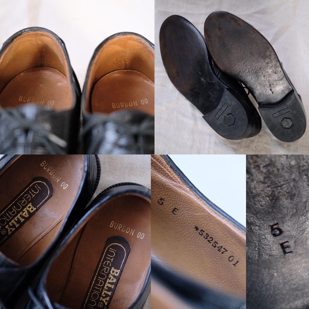 BALLYバリー リザードストレートチップBURBON黒5E