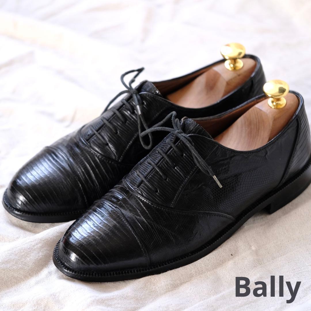 BALLYバリー リザードストレートチップBURBON黒5E