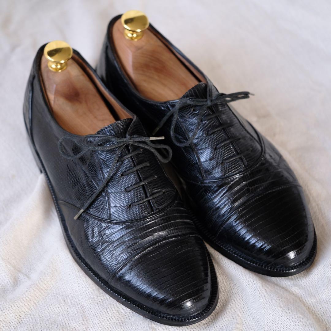 BALLYバリー リザードストレートチップBURBON黒5E