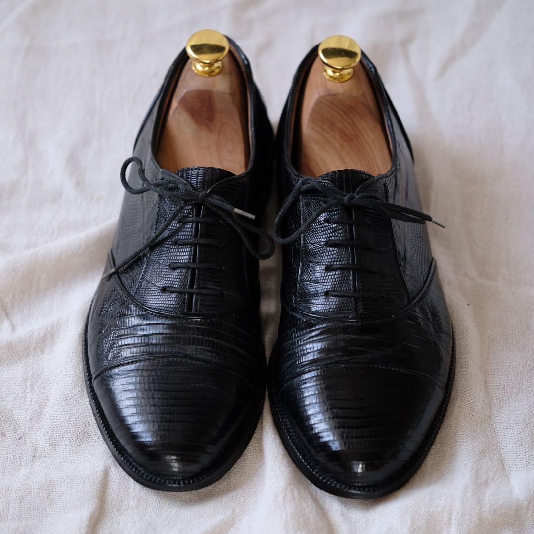 BALLYバリー リザードストレートチップBURBON黒5E