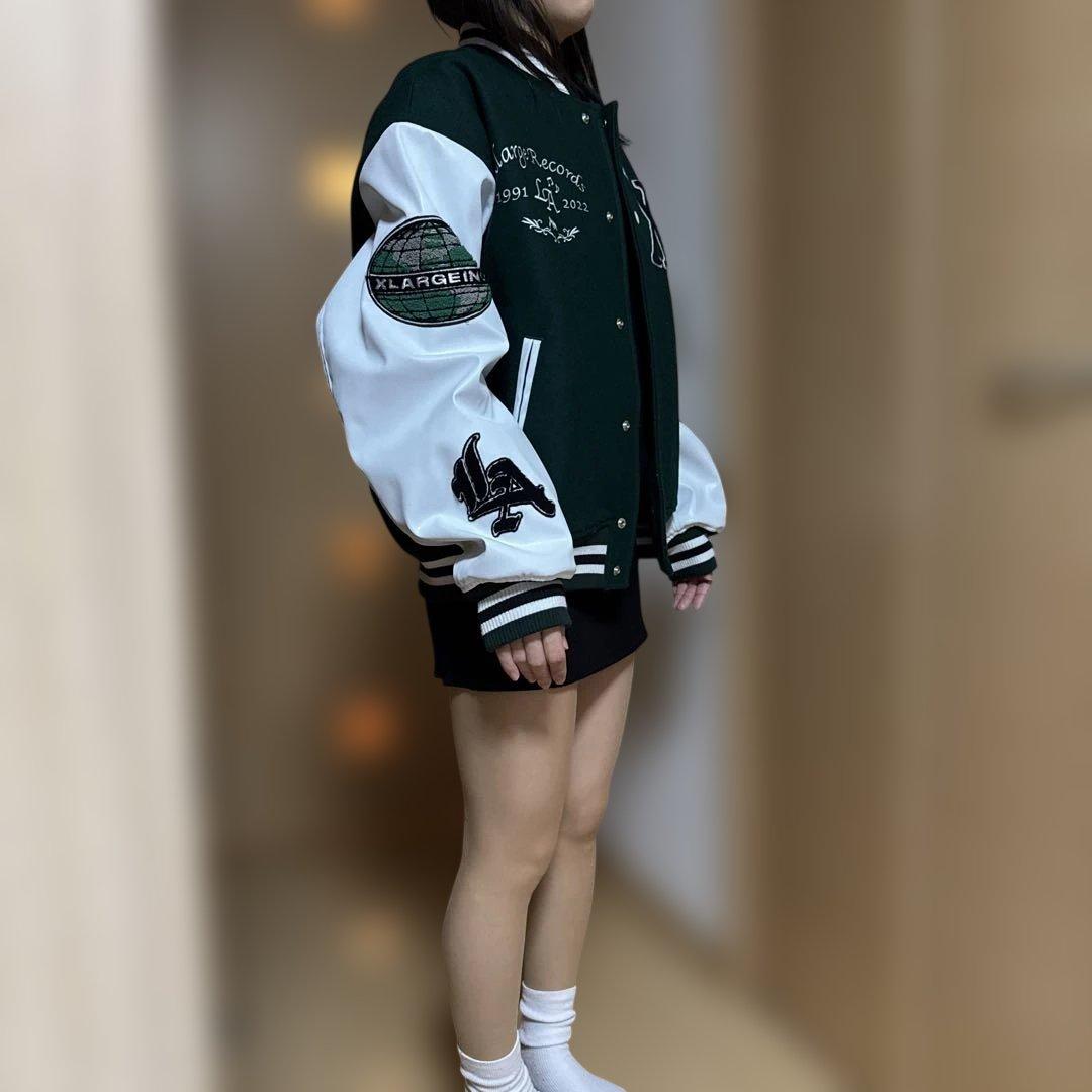 XLARGE スタジャン 緑/白 Mサイズ