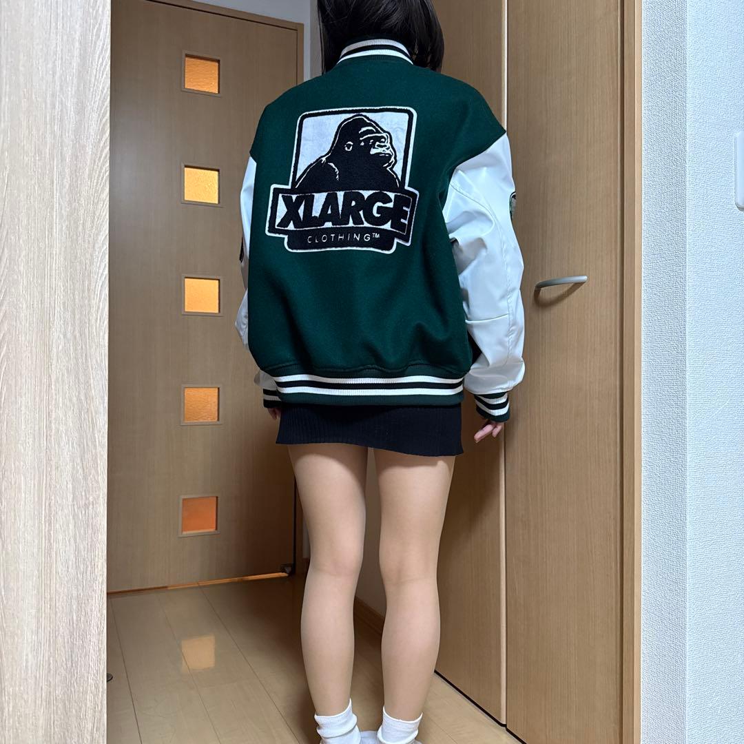 XLARGE スタジャン 緑/白 Mサイズ