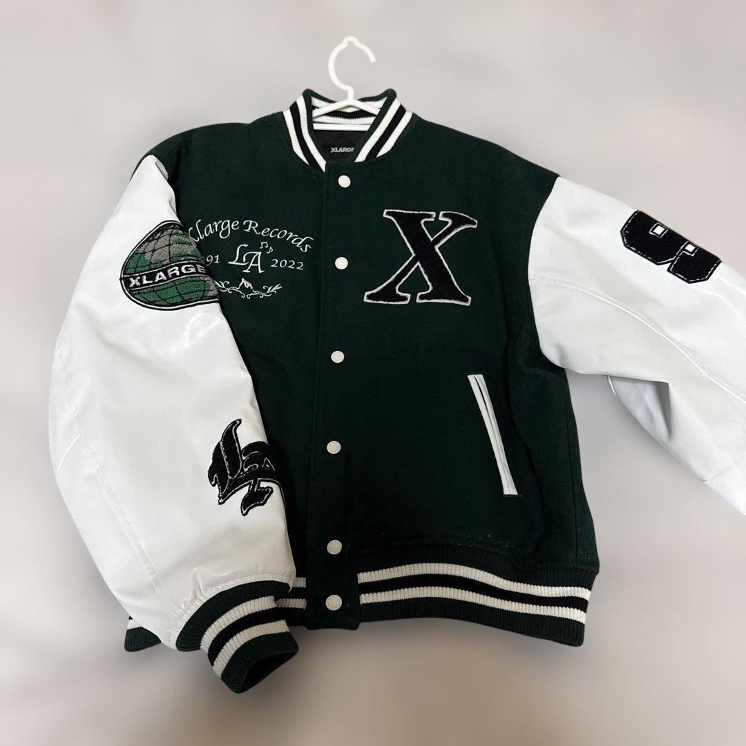 XLARGE スタジャン 緑/白 Mサイズ