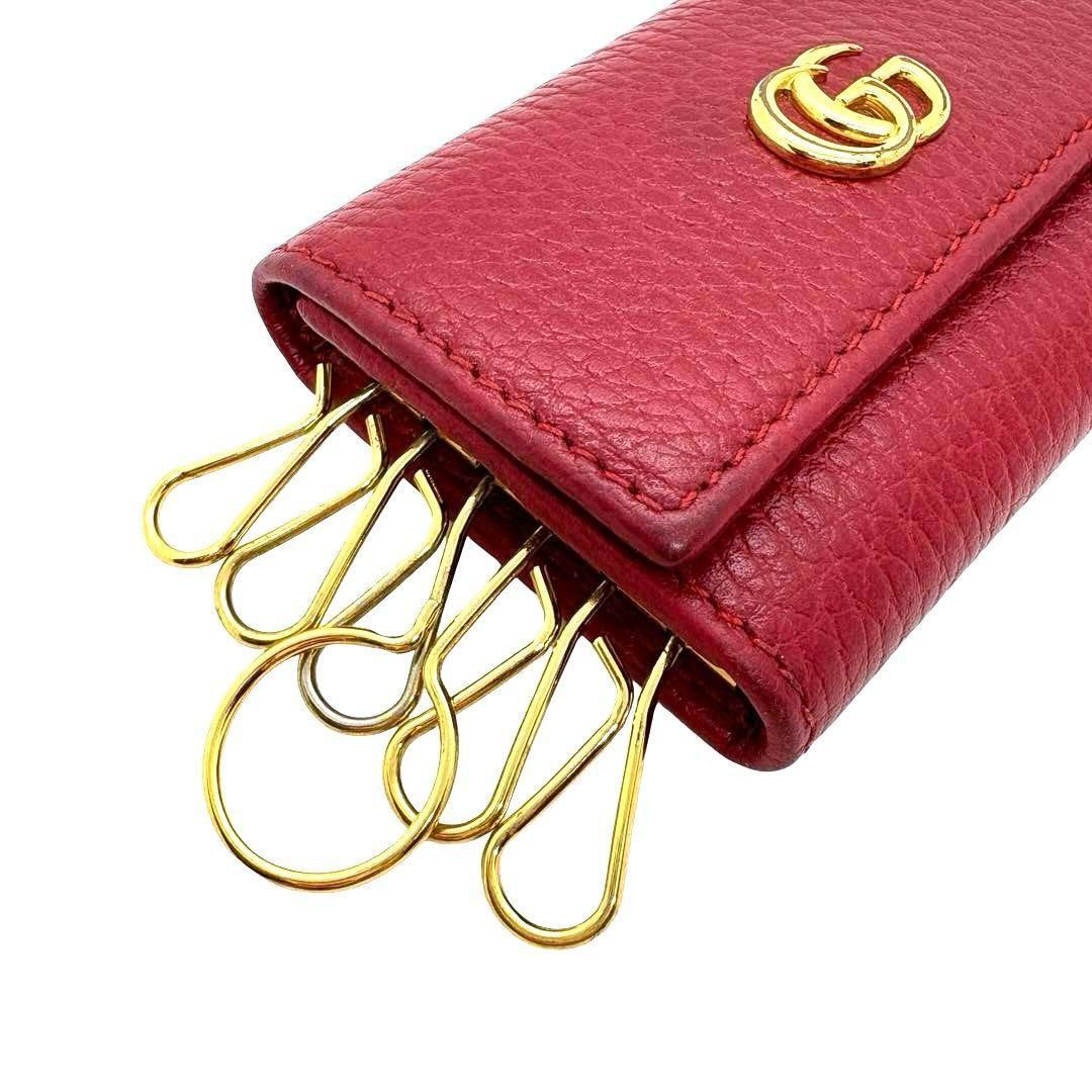 正規品 GUCCI GGマーモント 6連キーケース 赤 レザー ゴールド金具 美