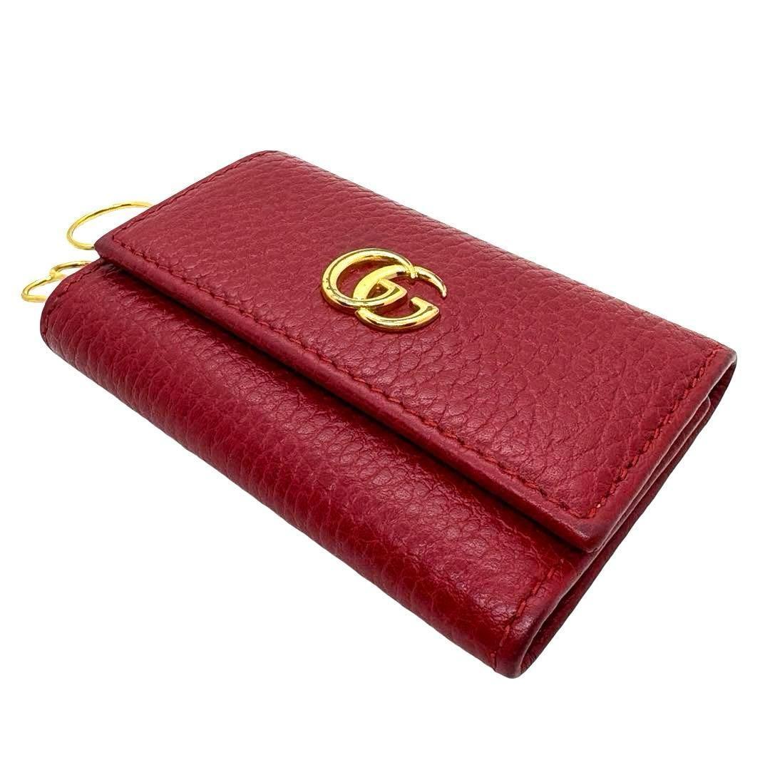正規品 GUCCI GGマーモント 6連キーケース 赤 レザー ゴールド金具 美
