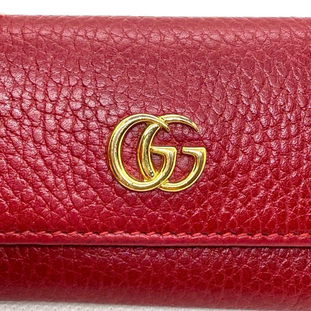 正規品 GUCCI GGマーモント 6連キーケース 赤 レザー ゴールド金具 美