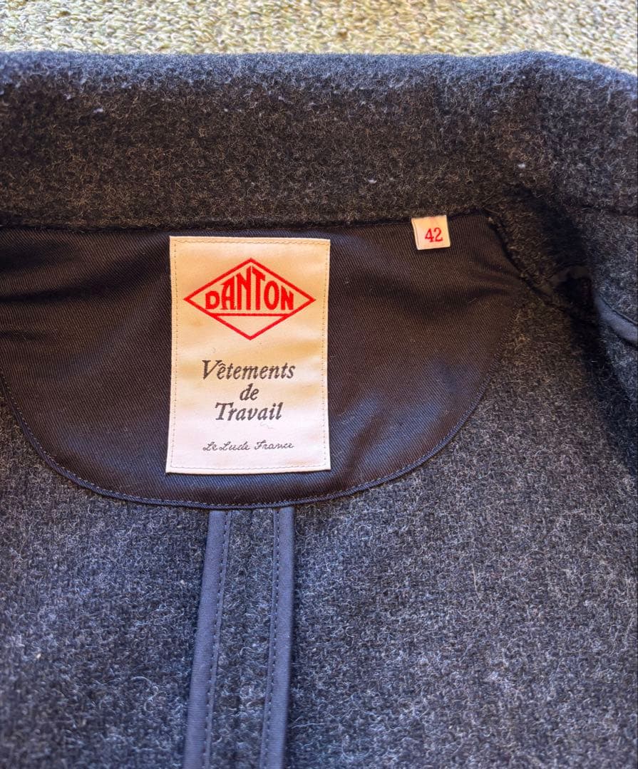 【美品】DANTON ウールモッサ シングルジャケット くるみボタン 42