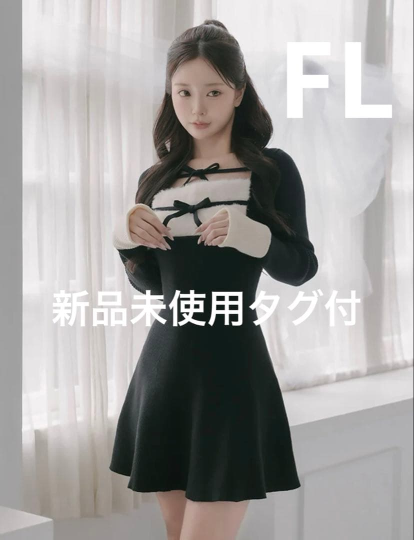 Darich ダーリッチ リボンファーフレアニットミニワンピース