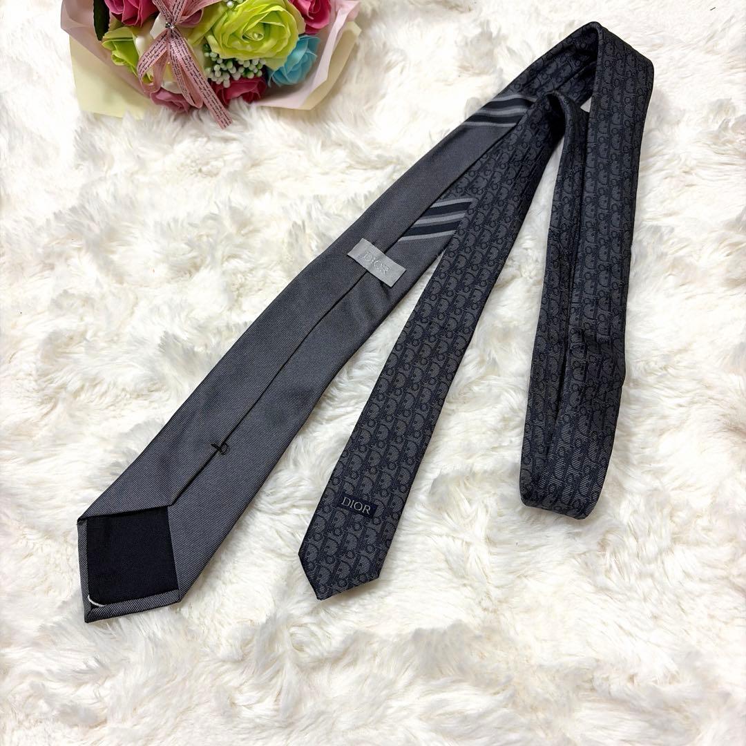極美品 現行 Christian Dior トロッター オブリーク ネクタイ