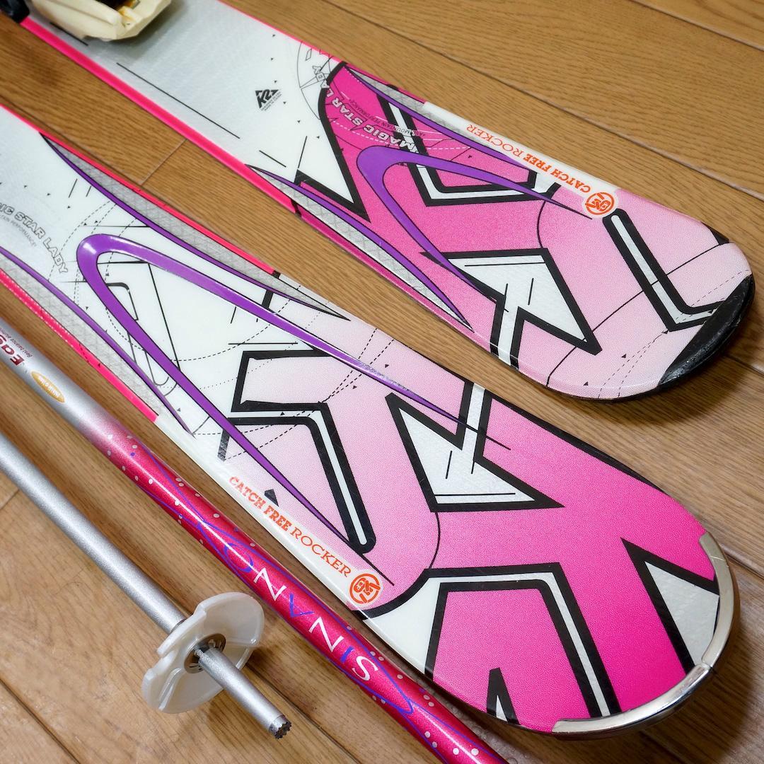 メンテ済 142cm 靴25～25.5cm K2 レディーススキーセット(140