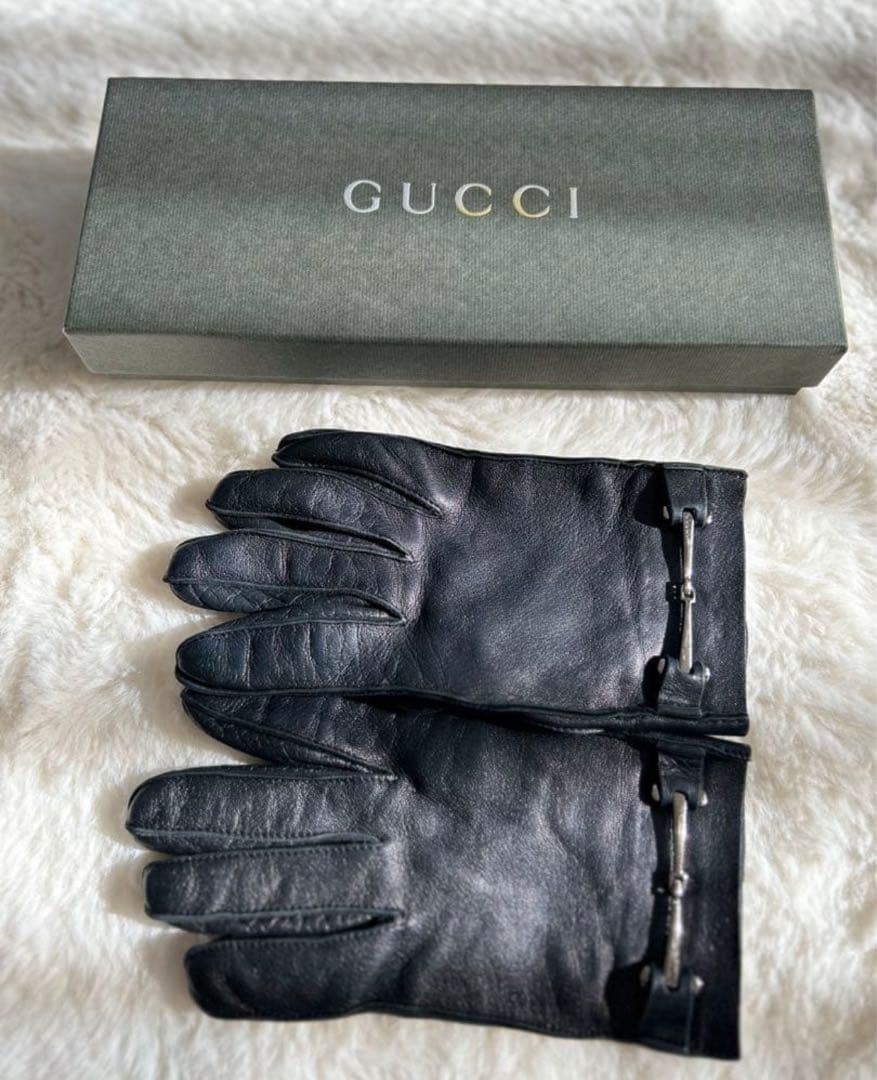 す*ん様 美品✨GUCCI レザー 手袋 グローブ レディース ブラック