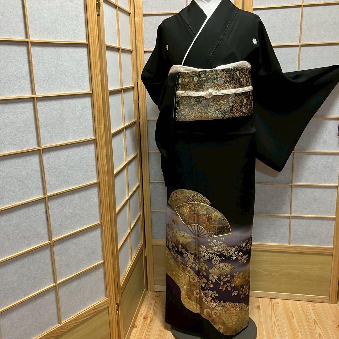 mimion様［7141］黒留袖 泰常 幅広サイズ ロング丈 比翼 五つ紋 正絹