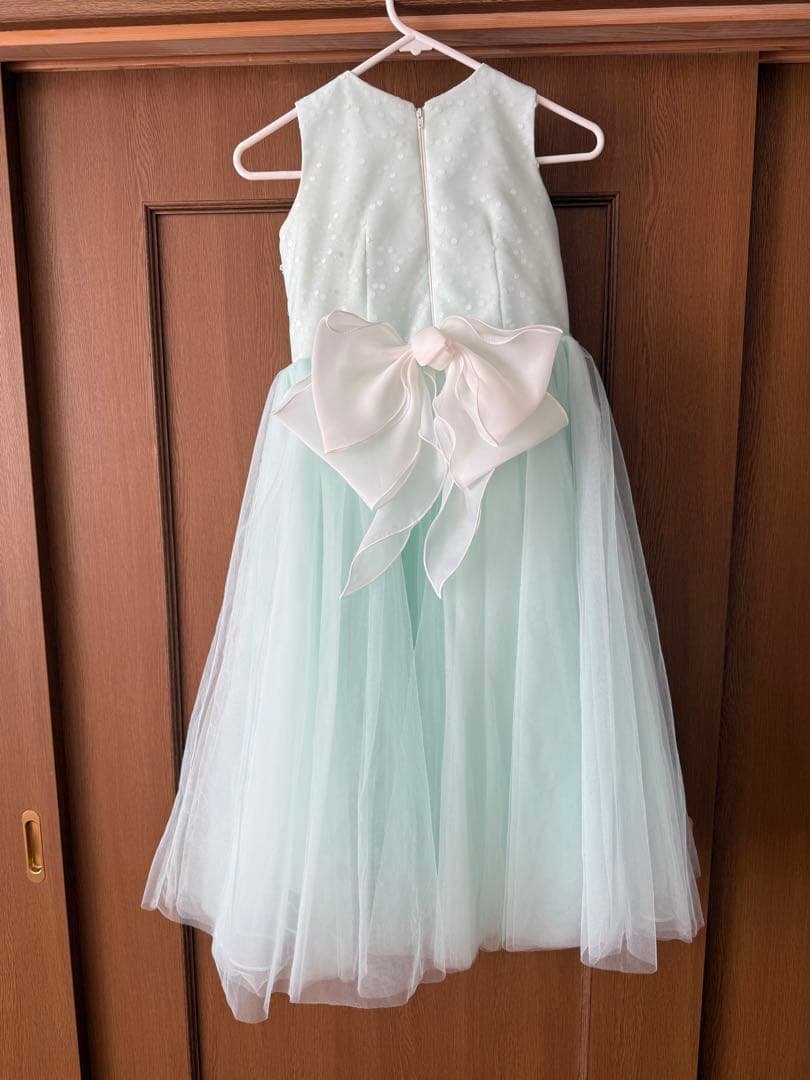 【最終お値下げ】DRESCCOミントブルージュエリーロングドレス130サイズ7号