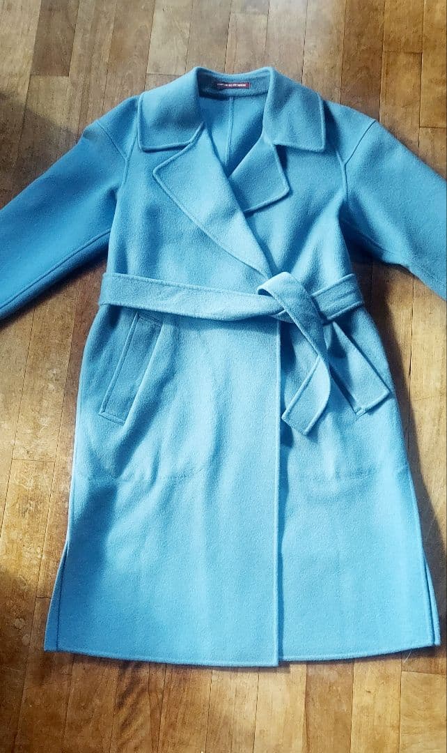 美品 コントワーデコトニエ ダブルフェイス ロングコート カシミヤ ブルー