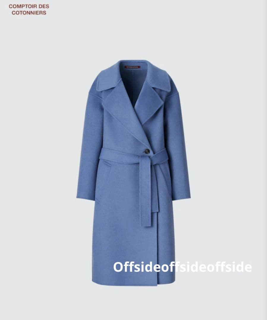 美品 コントワーデコトニエ ダブルフェイス ロングコート カシミヤ ブルー