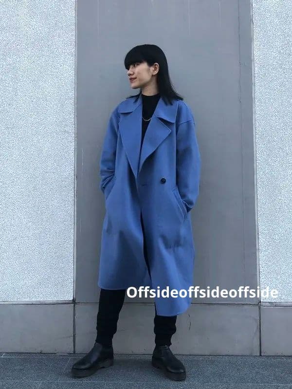 美品 コントワーデコトニエ ダブルフェイス ロングコート カシミヤ ブルー