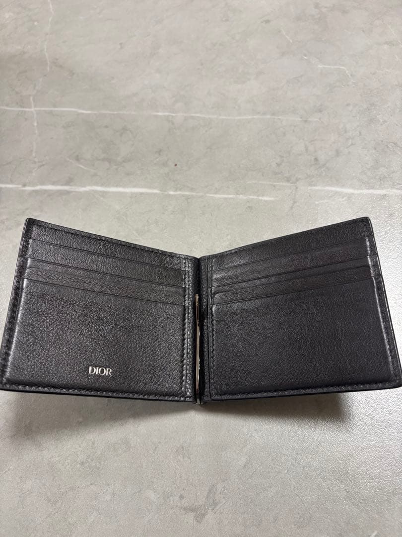 Dior ブラック レザー マネークリップ