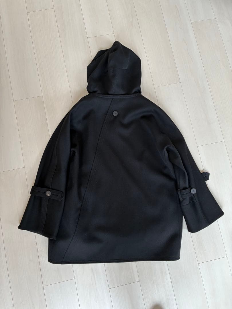omar afridi オーバーサイズ　フード付き黒ウールコート