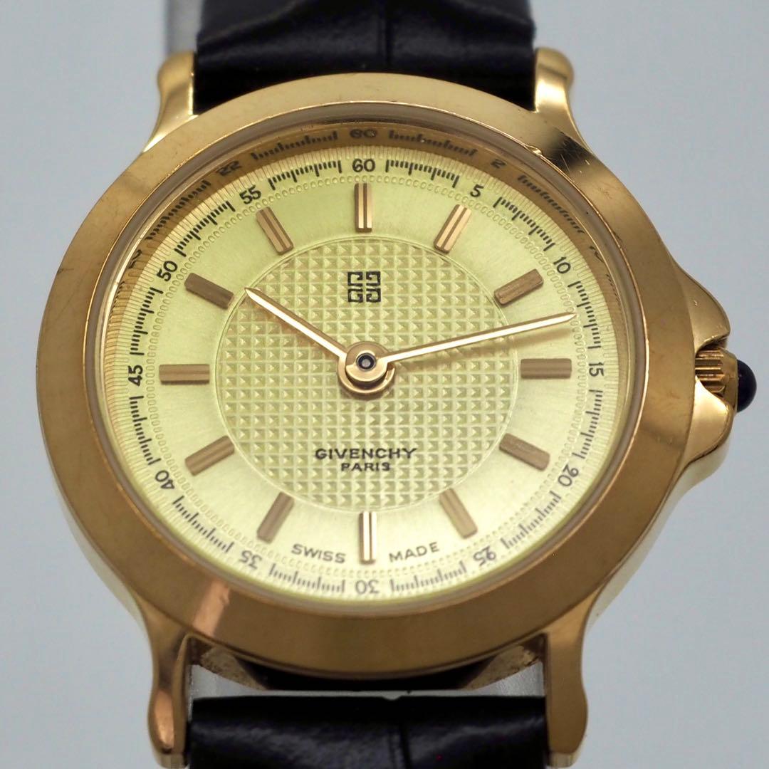 649 稼働 GIVENCHY 新品ベルト レディース 時計 ゴールド ブラック