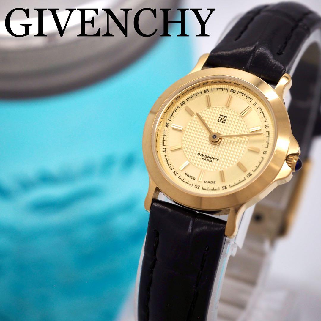 649 稼働 GIVENCHY 新品ベルト レディース 時計 ゴールド ブラック