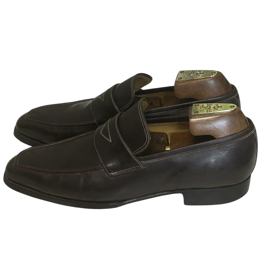 美品 エンツォボナフェ スクエアトゥ ローファー ブラウン　5 1/2