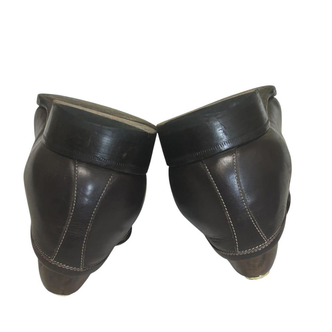 美品 エンツォボナフェ スクエアトゥ ローファー ブラウン　5 1/2