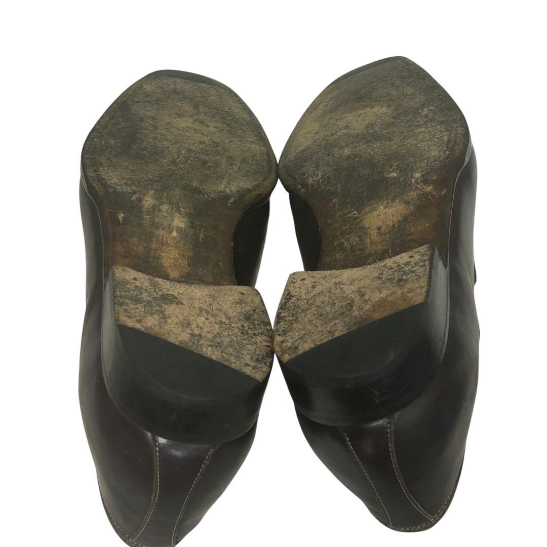 美品 エンツォボナフェ スクエアトゥ ローファー ブラウン　5 1/2