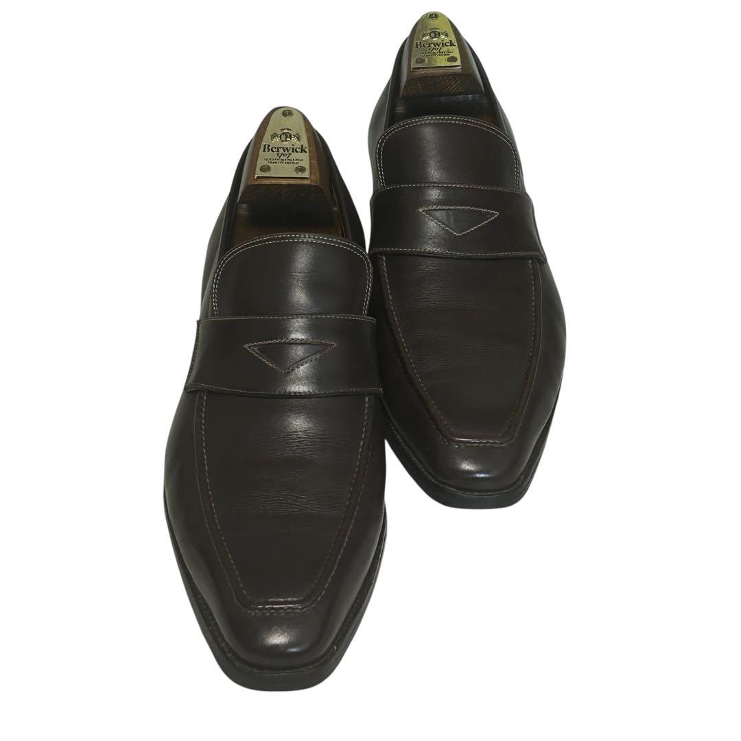 美品 エンツォボナフェ スクエアトゥ ローファー ブラウン　5 1/2