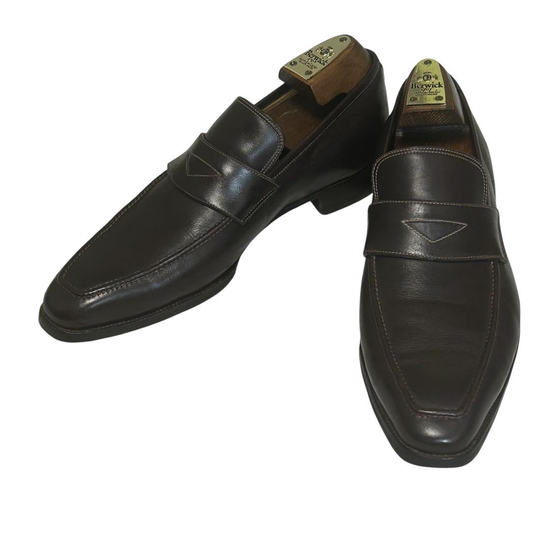 美品 エンツォボナフェ スクエアトゥ ローファー ブラウン　5 1/2