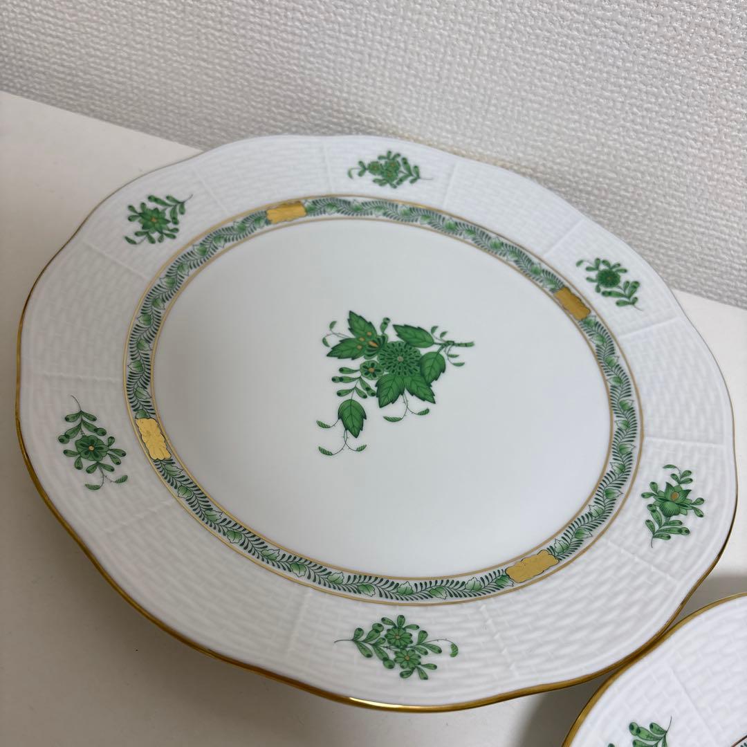HEREND ヘレンド アポニー グリーン ディナープレート 皿 ２枚
