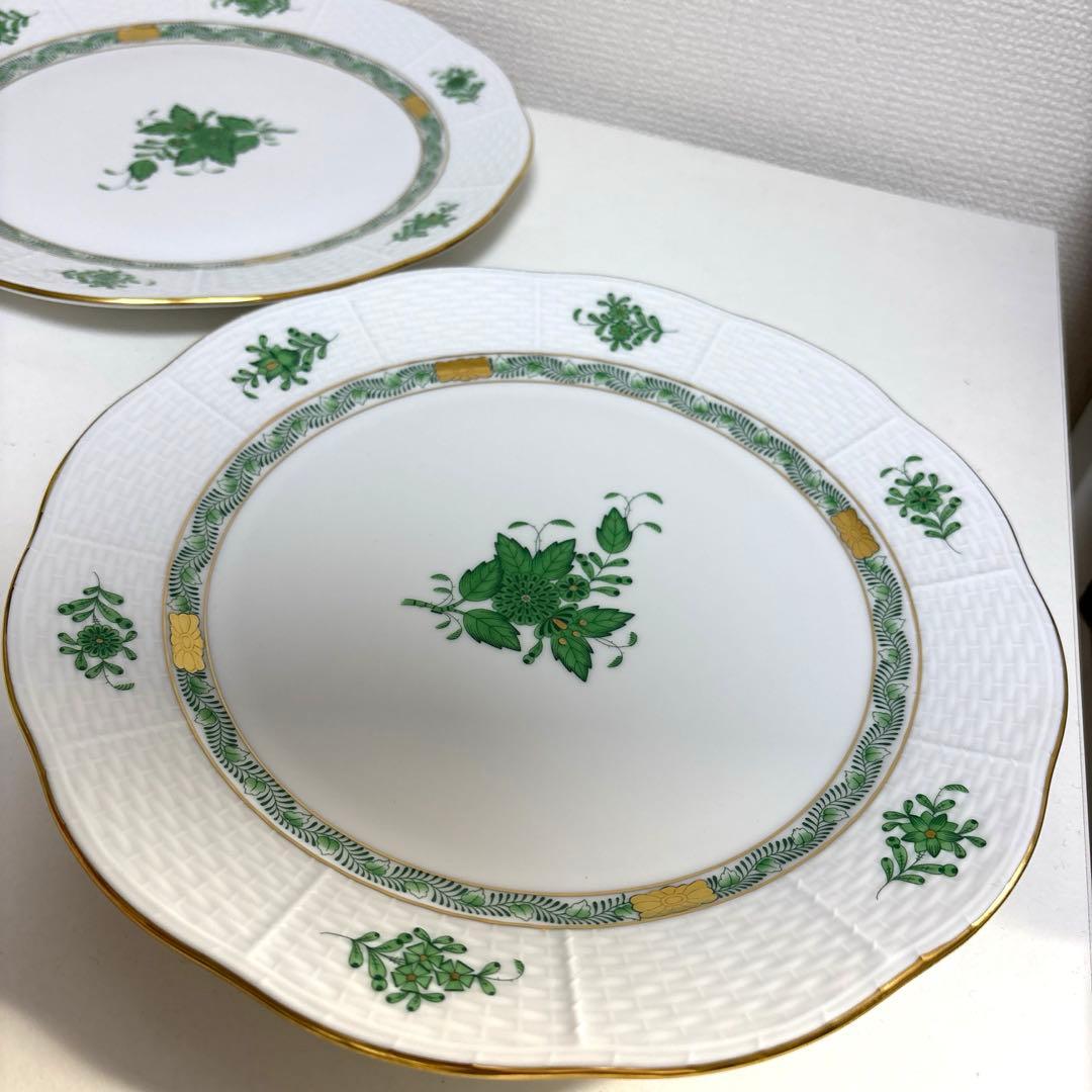 HEREND ヘレンド アポニー グリーン ディナープレート 皿 ２枚