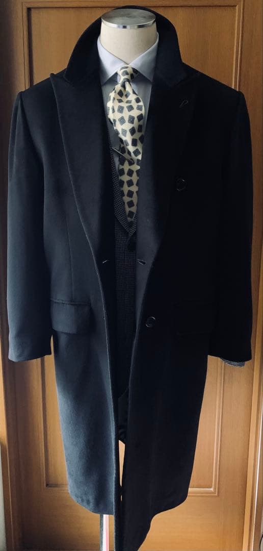 PIERO MASSA. ヴィンテージ　クラシックカシミアコート　伊製　黒
