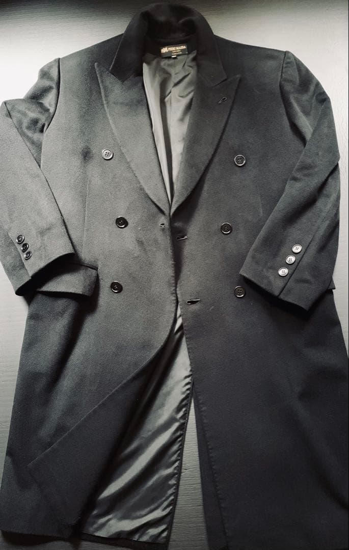 PIERO MASSA. ヴィンテージ　クラシックカシミアコート　伊製　黒