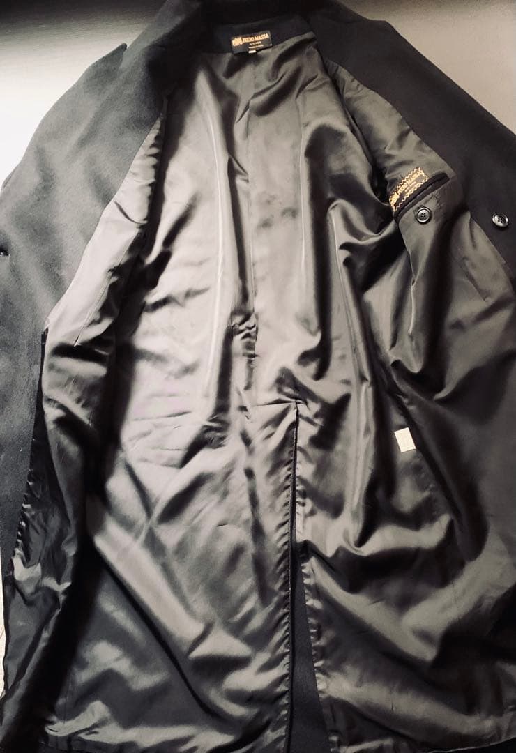 PIERO MASSA. ヴィンテージ　クラシックカシミアコート　伊製　黒