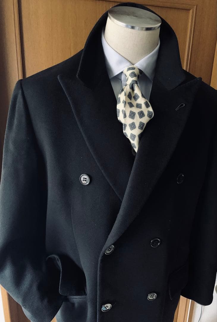 PIERO MASSA. ヴィンテージ　クラシックカシミアコート　伊製　黒