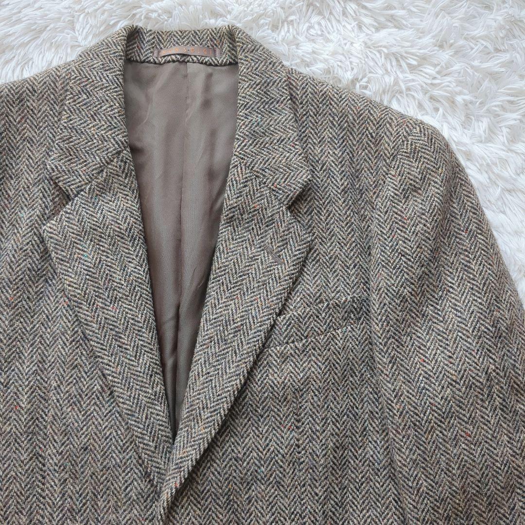 メンズビギ ハリスツィード テーラードジャケット ヘリンボーン L マルチカラー