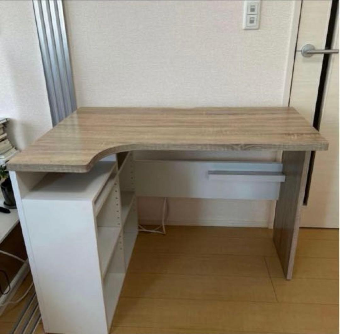 ぱ*こ様 LOWYA(ロウヤ)パソコンデスクL字型、幅100cm、オーク/ホワイ