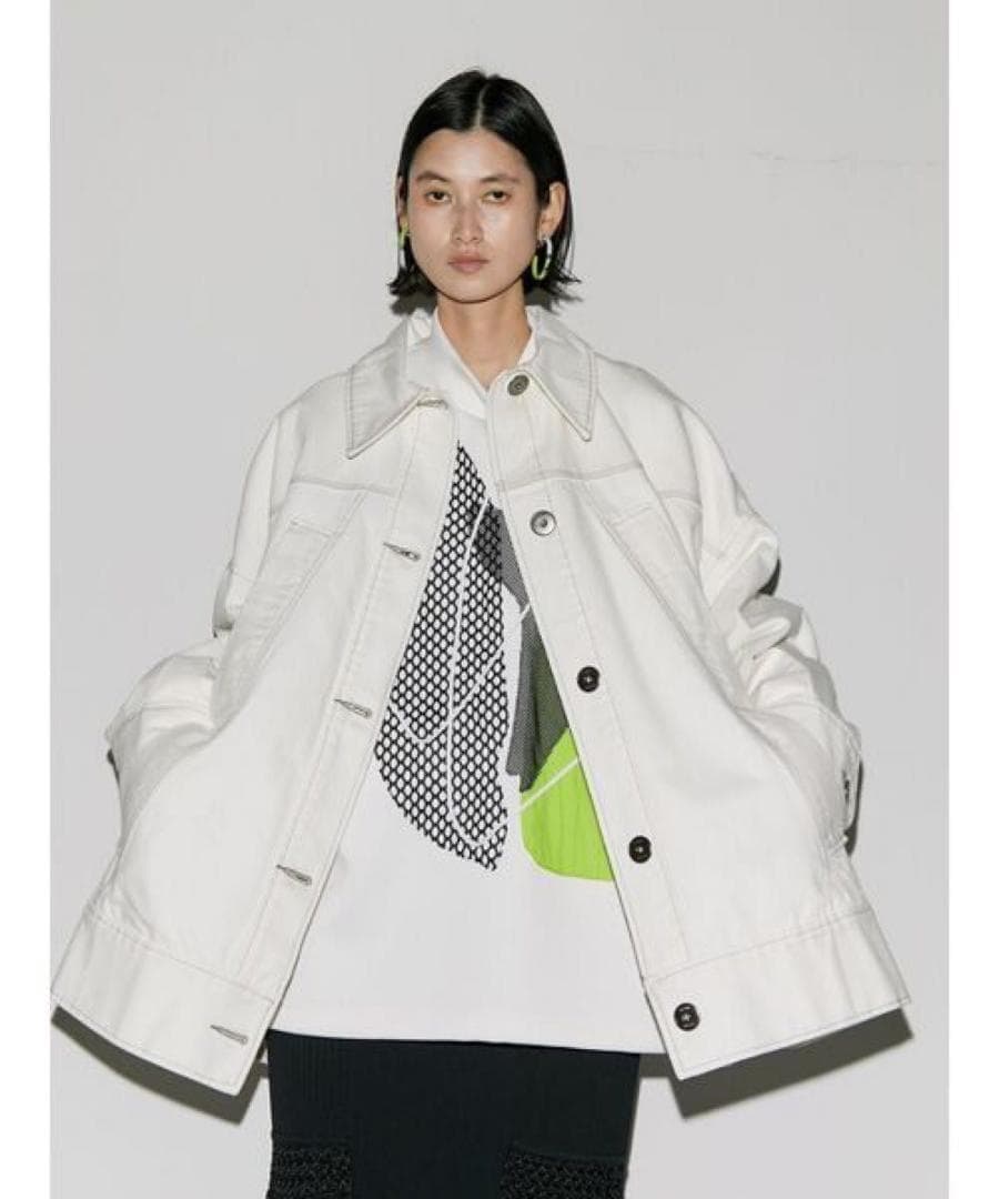 UN3D.　ビッグディテールデニムコート　ホワイト　洗える　gジャン　アウター