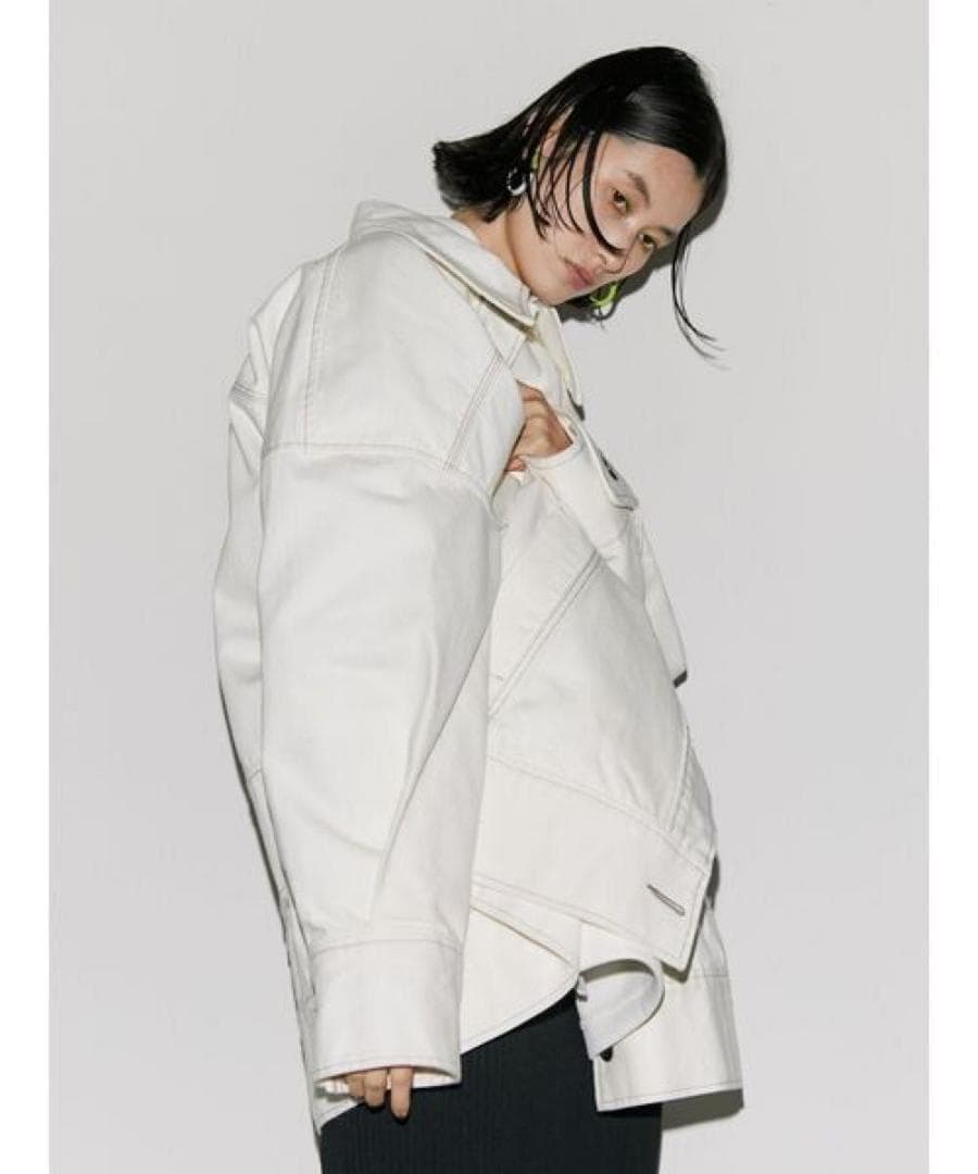 UN3D.　ビッグディテールデニムコート　ホワイト　洗える　gジャン　アウター