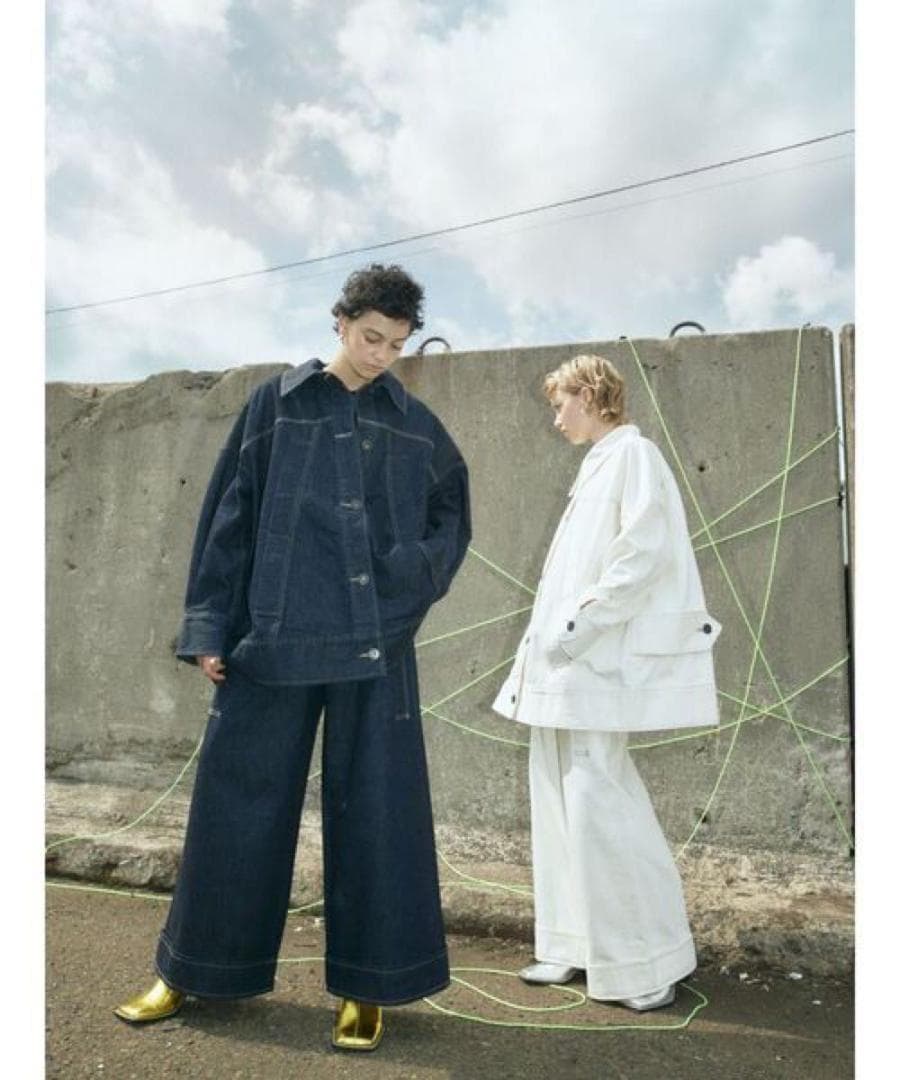 UN3D.　ビッグディテールデニムコート　ホワイト　洗える　gジャン　アウター