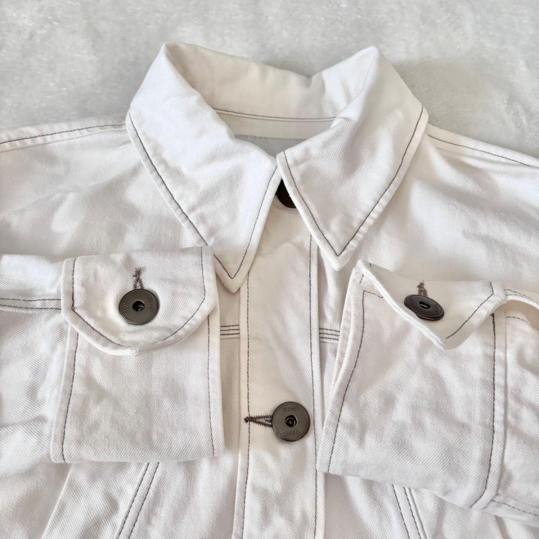 UN3D.　ビッグディテールデニムコート　ホワイト　洗える　gジャン　アウター