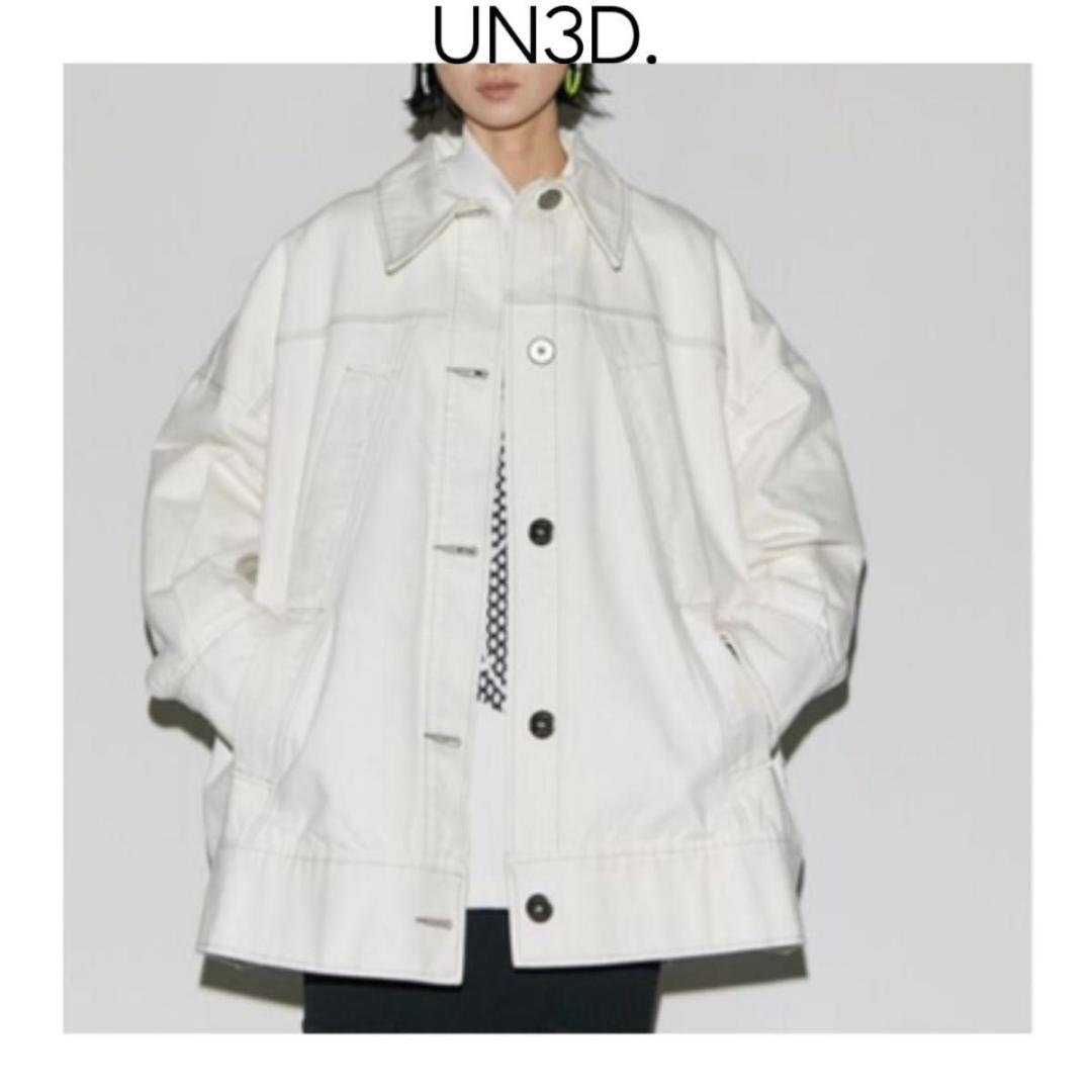 UN3D.　ビッグディテールデニムコート　ホワイト　洗える　gジャン　アウター