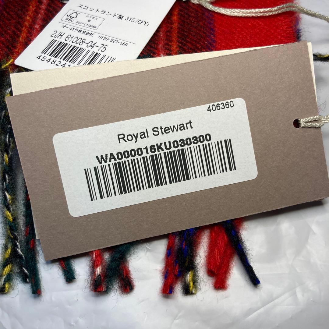 新品 ジョンストンズ カシミヤ100％ マフラー レッド チェック 国内正規品